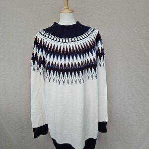 Reitmans Women's Cowl Neck Sweater - Navy, White, and Burgundy